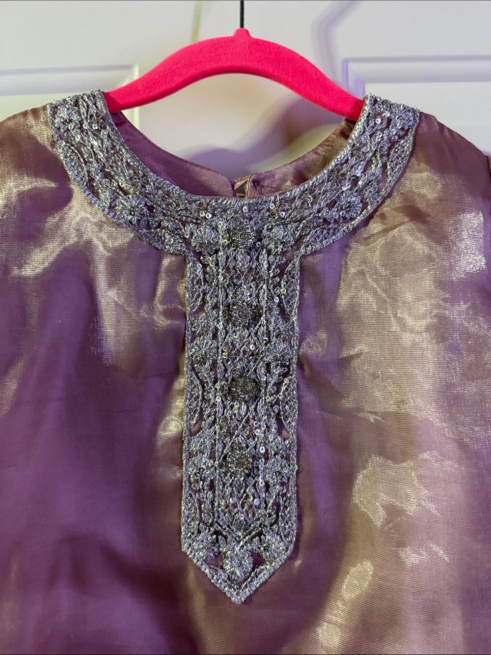 Kids Gharara Set Mauve/Silver 3pc Festive Outfit - Picture 6 of 15